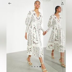 ASOS design floral embroidered midi dress with lace inserts 6